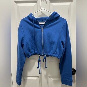 Danielle Guizio Royal Blue Zip-Up Hoodie cropped xs